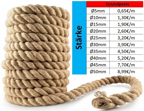 Juteseil natur meterware - natur,